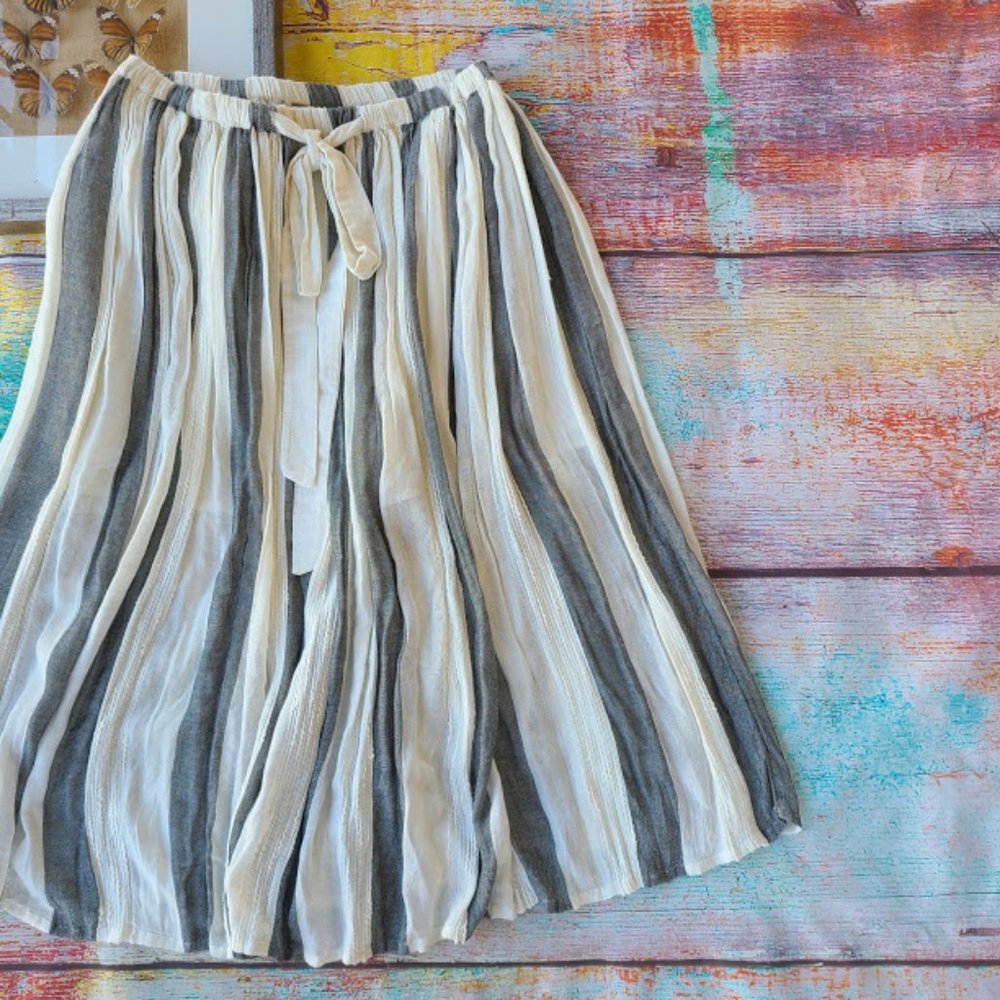 Free People Lily Stripe Gauzy A-line Midi Skirt M - Picture 5 of 7